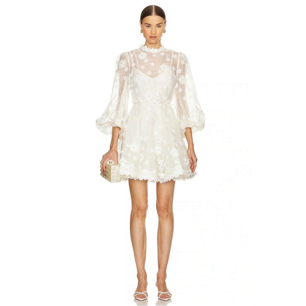Zimmermann White Floral Lace Mini Dress